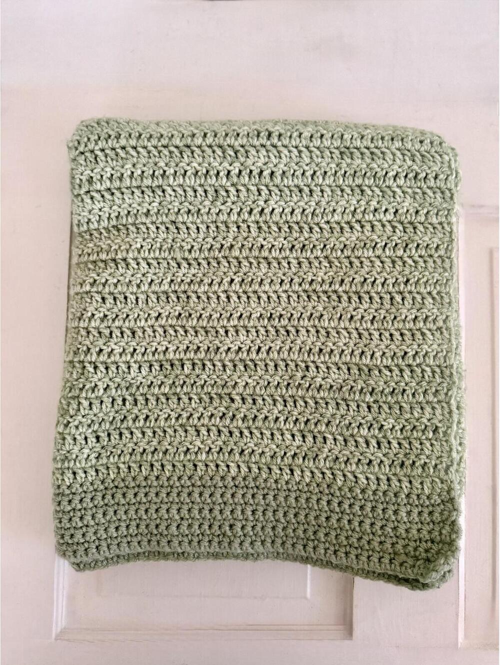 Handmade Soft Crochet Baby Stroller Crib Blanket Afghan Sage Green 28" x 52"